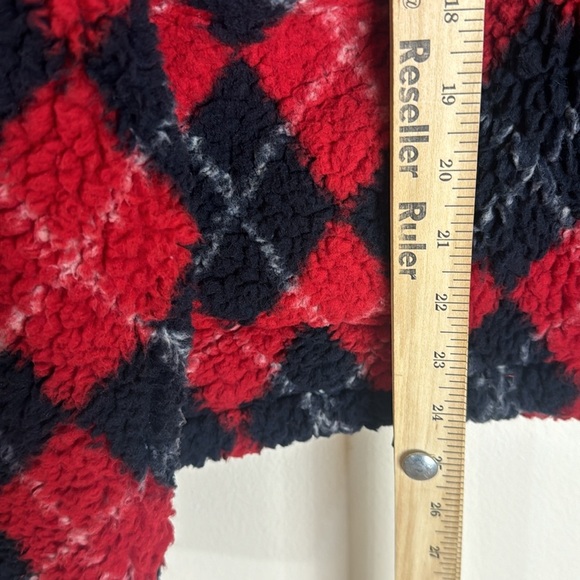Tommy Hilfiger Fluffy Blue and Red Argyle Button Front Jacket Size large - Picture 9 of 10